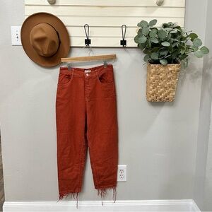 Zara TRF Collection Cotton Tencel High Rise Raw Hem Pants Size Medium